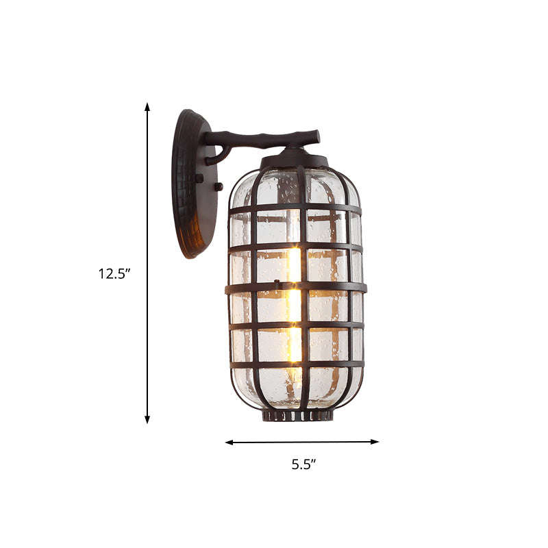 BowLift | Caged Seeds Glass Wall Mounted Lamp Industrial Single Bulb Outdoor Sculpture Light in Black/Bronze, 5.5"/6"/8" Wide
