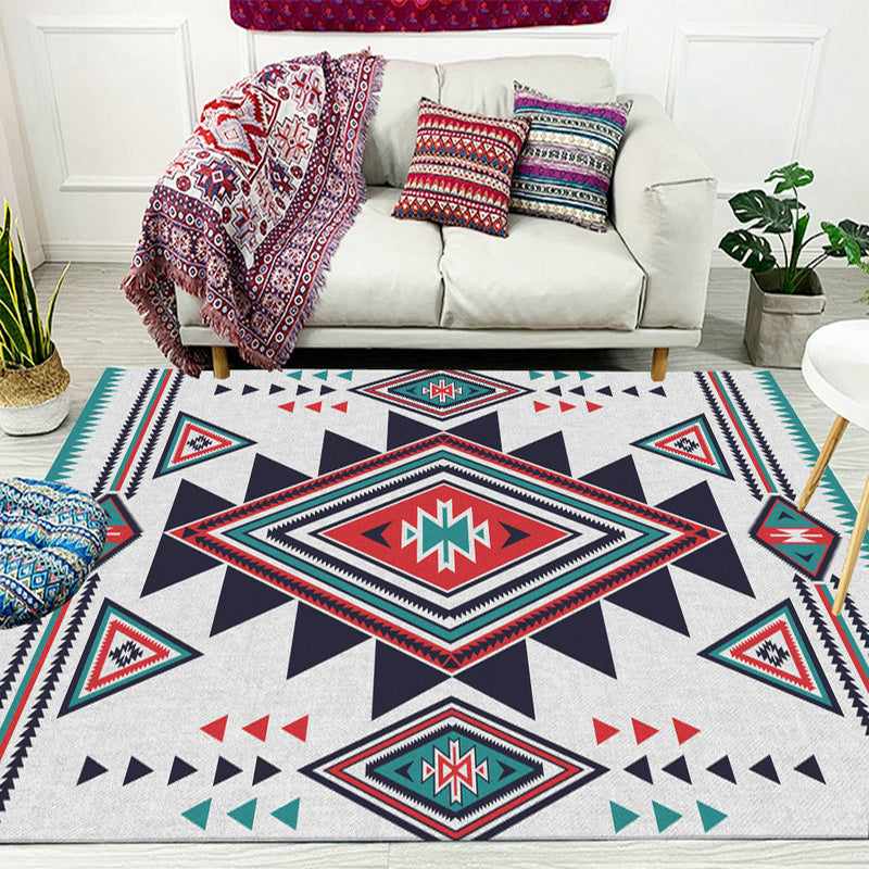 BowLift | Zigzag Tribal Central Diamond Rug with Medallion Polyester Non-Slip Back Power Loom Indoor Rug