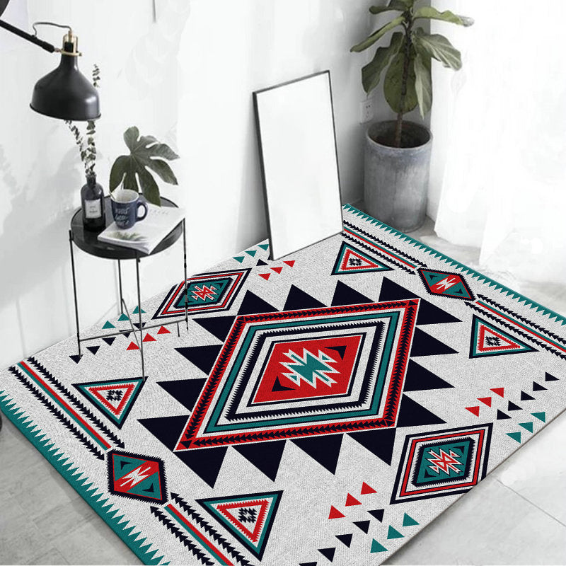 BowLift | Zigzag Tribal Central Diamond Rug with Medallion Polyester Non-Slip Back Power Loom Indoor Rug
