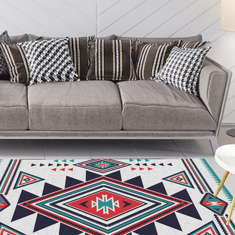 BowLift | Zigzag Tribal Central Diamond Rug with Medallion Polyester Non-Slip Back Power Loom Indoor Rug