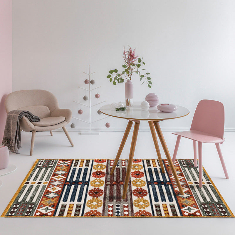 BowLift | Brown Carnival Tribal Carpet Striped Geometric Flooring Carpet Fabric Non-Slip Powerloom Carpet for the Living Room