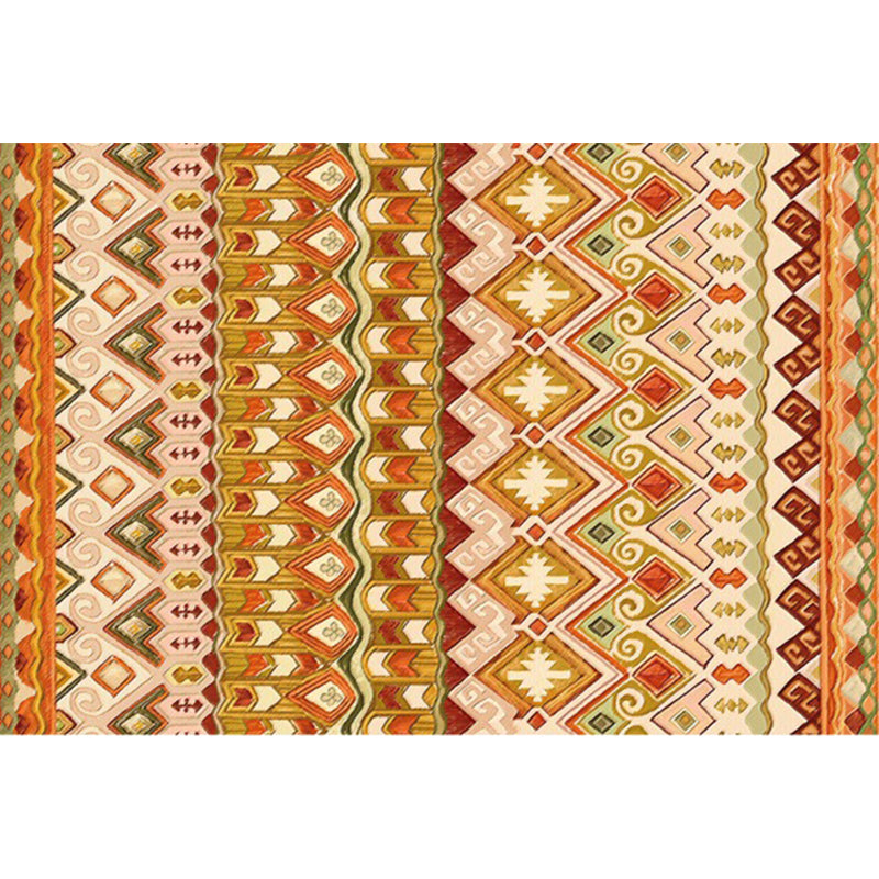 BowLift | Indian Tribal Rug Diamond Geometric with Feathers Hairband Polyester Non-Slip Back Stain Resistant Runner in Yellow