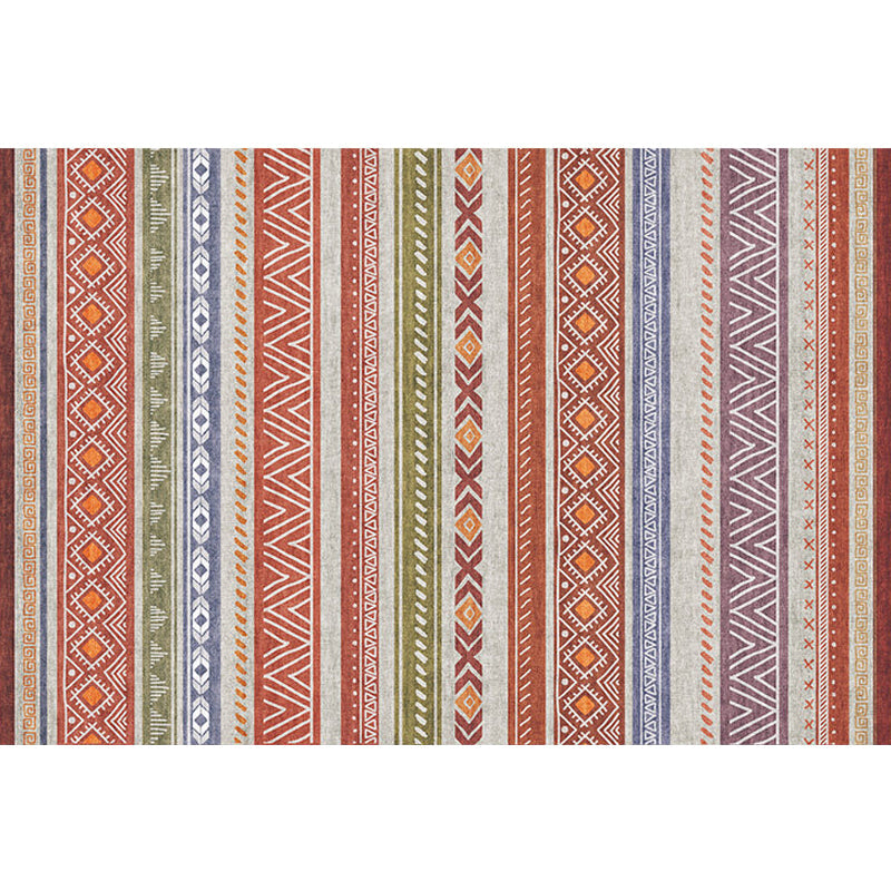 BowLift | Bohemian Style Indoor Rug Striped Geometric Shine Rug with Zigzag Lines and Diamond Synthetic Non-Slip Rug