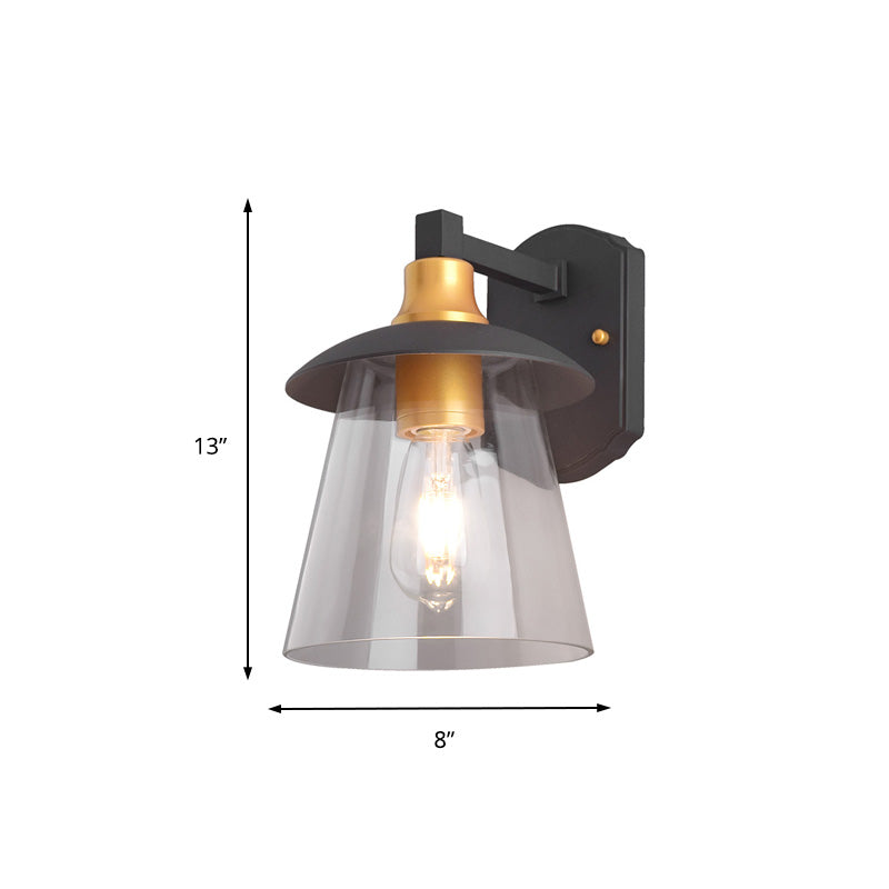 BowLift | Clear Glass Black Wall Lamp Lighting Cylinder/Half Circle/Rectangle 1-Light Industrial Light Fixture, 6"/8" Wide