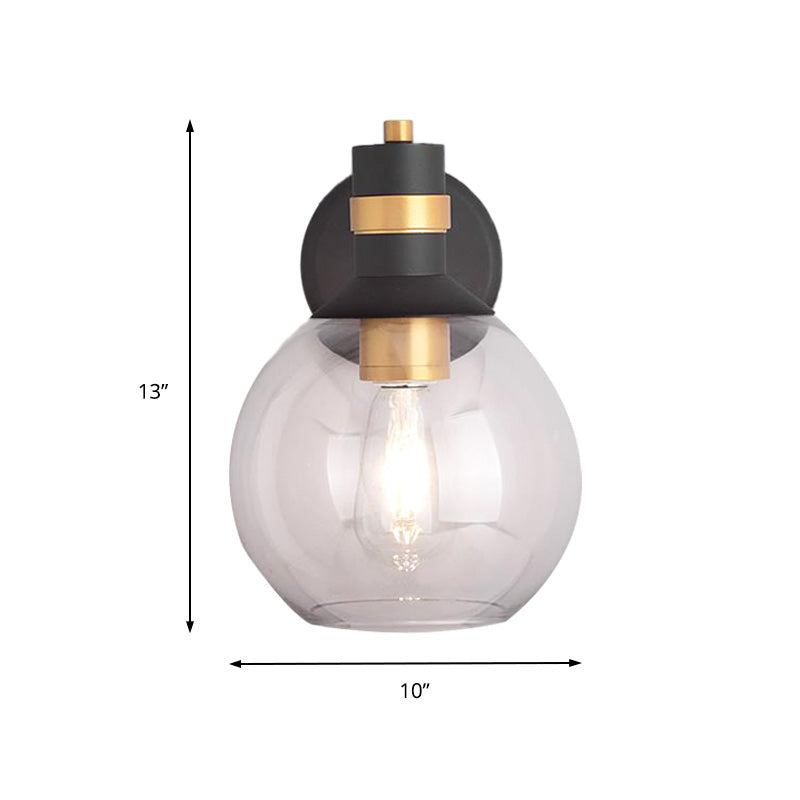 BowLift | Clear Glass Black Wall Lamp Lighting Cylinder/Half Circle/Rectangle 1-Light Industrial Light Fixture, 6"/8" Wide