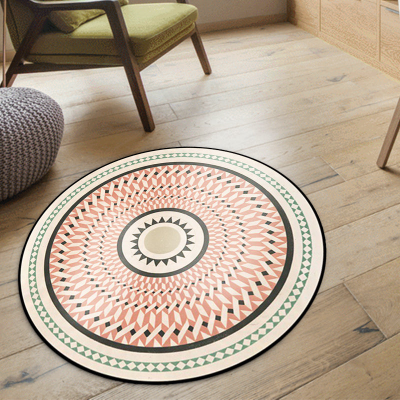 BowLift | Classic Southwestern Geometric Rug Pink and White Americana Rug Polyester Non-Slip Back Living Room Area Rug for the Living Room