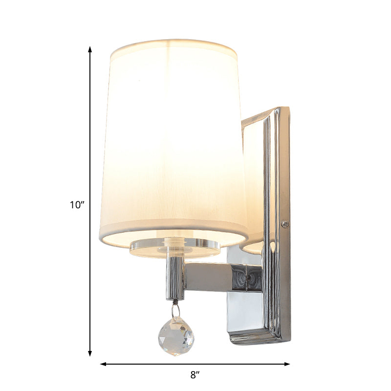 BowLift | Fabric Cone Shade Wall Lamp with Crystal Ball Decoration Modern Style 1 Head Wall Light in Chrome