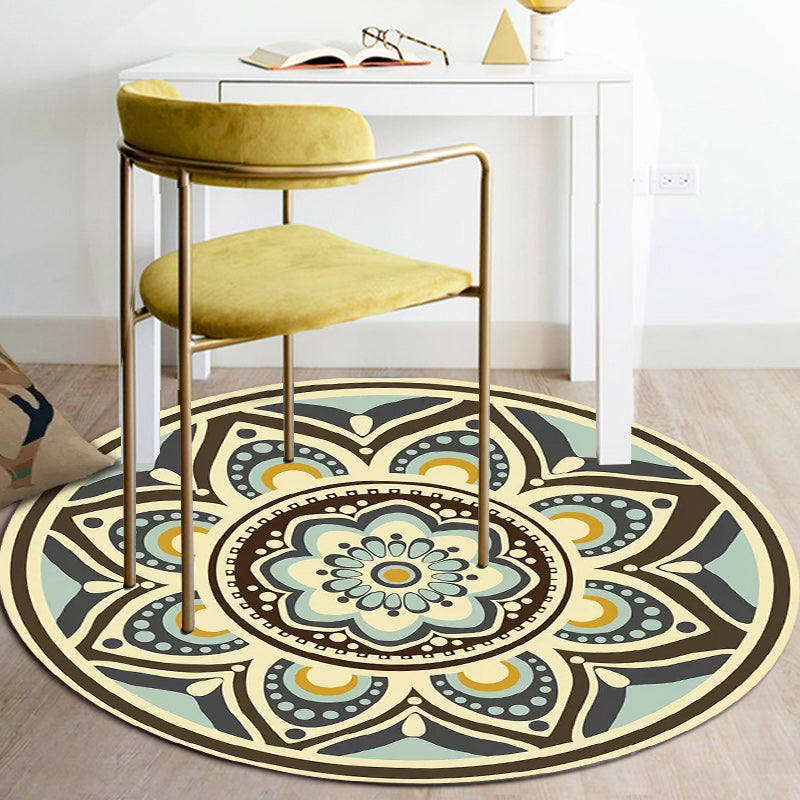 BowLift | Unique flower pattern carpet green and yellow Mediterranean carpet flannel non-slip bottom washable carpet for living room