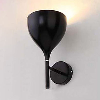 BowLift | 1-Light Wall Light with Funnel Shade Metallic Modern Hallway Wall Lighting in Silver/Black