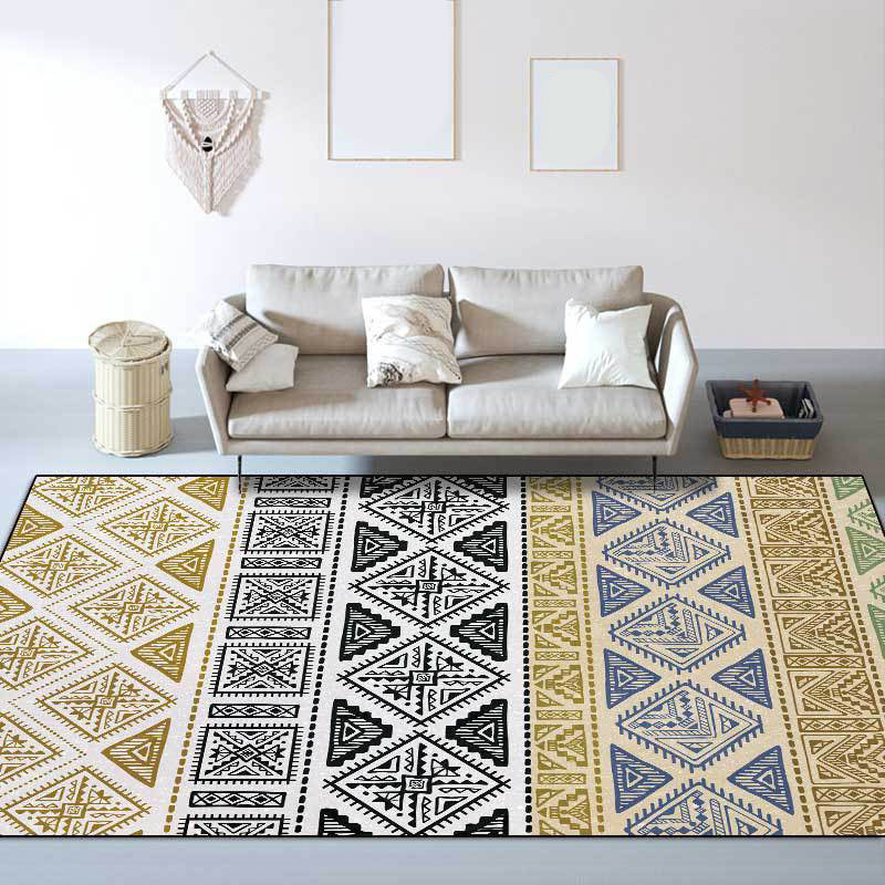 BowLift | Colorful Bedroom Rug Southwestern Geometry Stripes Diamond Pattern Area Rug Polyester Machine Washable Rug