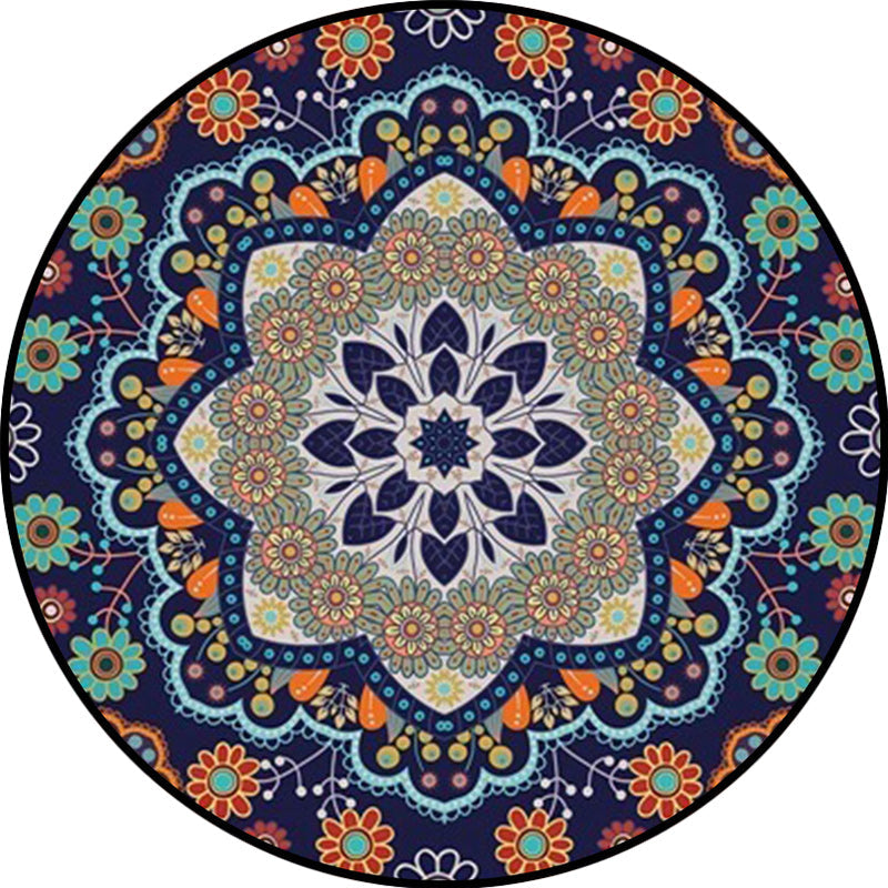 BowLift | Mediterranean Moroccan rug in blue floral pattern rug Polyester pet-friendly rug for home decoration
