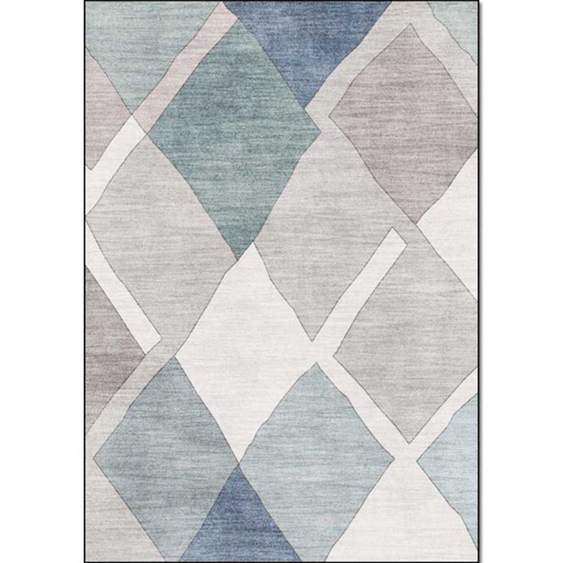 BowLift | Resourceful Living Room Carpet in Ivory Diamond Print Carpet Polyester Machine Washable Anti-Slip Area Rug