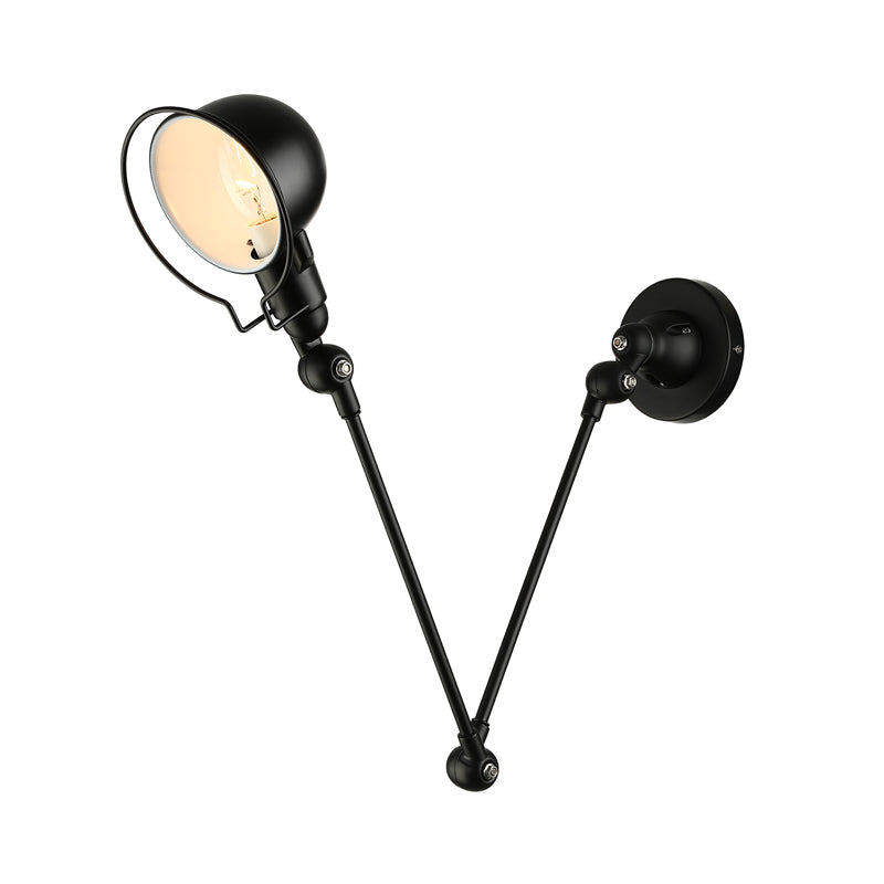 BowLift | Black/White Swing Arm Wall Light with Bowl Shade Industrial Metal 1 Head Hallway Wall Lamp