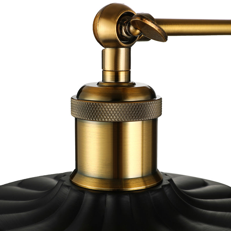 BowLift | 1 Light Wall Lamp Loft Style Dome/Drum Shade Metal Adjustable Wall Lamp in Black for Bedroom