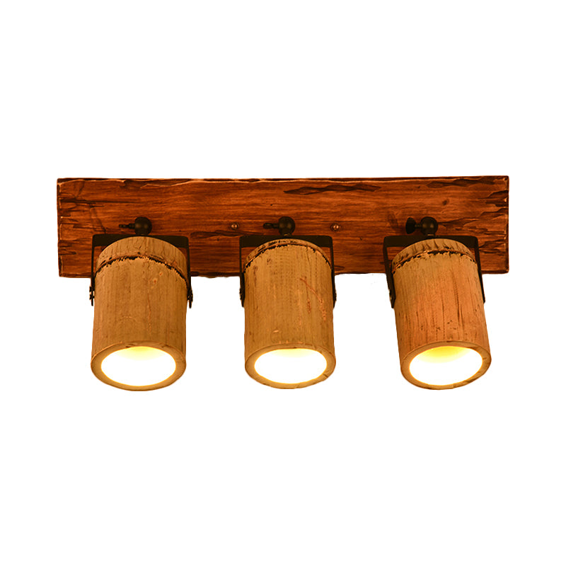 BowLift | Wooden Cylinder Wall Lamp Rustic Stylish Wall Light in Beige for Bistro Restaurant
