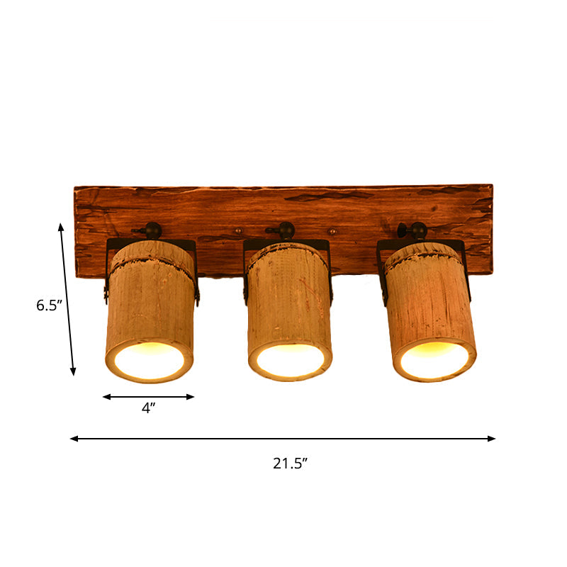 BowLift | Wooden Cylinder Wall Lamp Rustic Stylish Wall Light in Beige for Bistro Restaurant