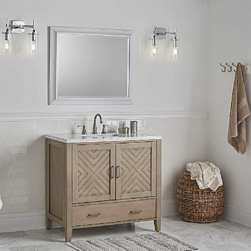 BowLift | Chrome/Nickel Cylinder Shade Wall Lighting Modern Clear Glass 2-Light Dining Room Wall Lamp