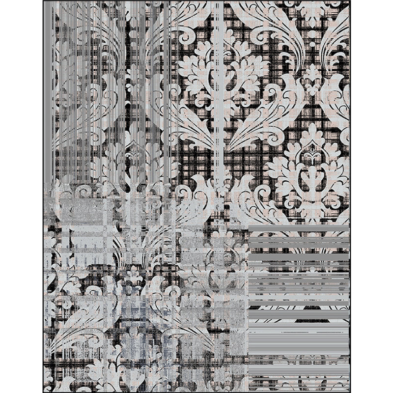BowLift | Shabby Chic Paisley Pattern Carpet Gray Polyester Carpet Machine Washable Non-Slip Back Carpet for Living Room