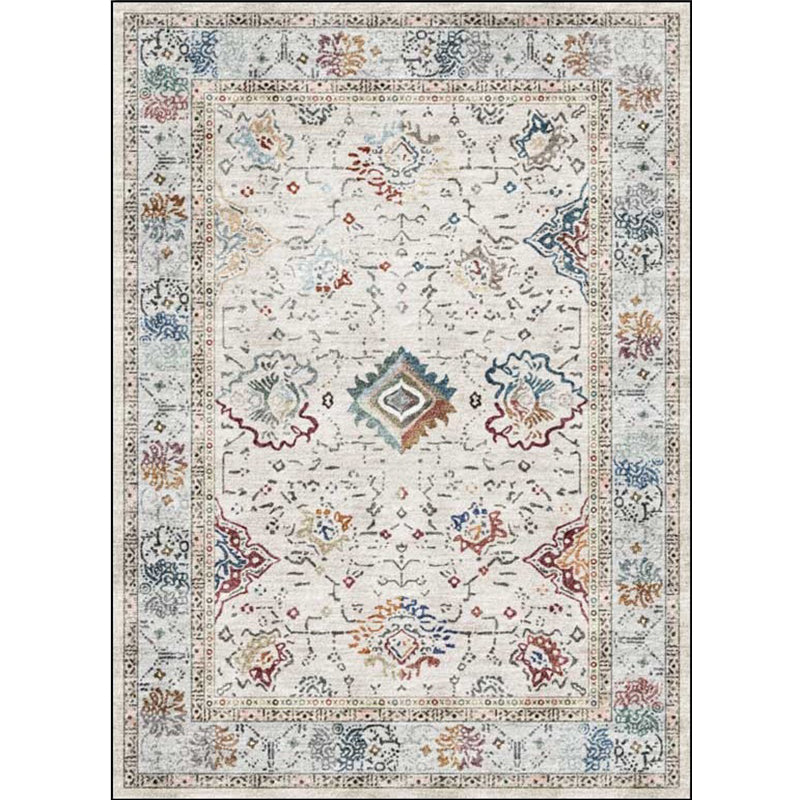 BowLift | Shabby Chic Medallion Pattern Carpet Gray Polyester Carpet Machine Washable Non-Slip Backing Carpet for Living Room