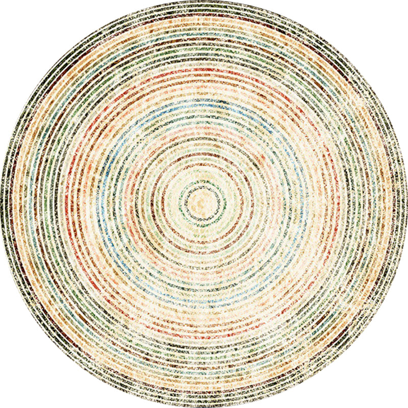 BowLift | Yellow Rustic Carpet Polyester Concentric Circles Pattern Carpet Washable Non-Slip Background Area Rug for Living Room