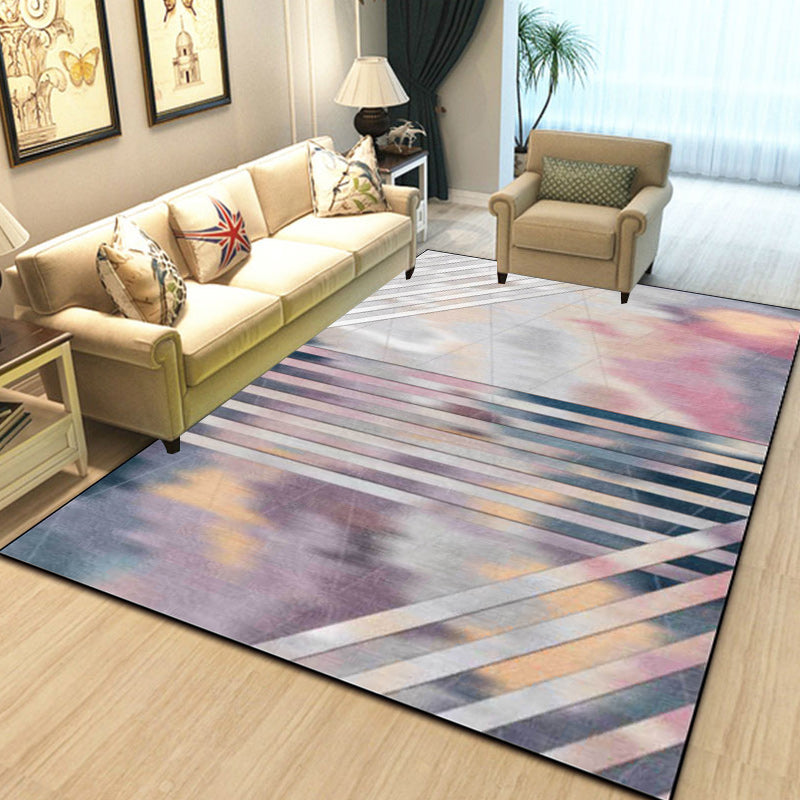 BowLift | Pink Bedroom Rug Novelty Geometric Stripe Pattern Area Rug Polyester Pet Friendly Non-Slip Rug