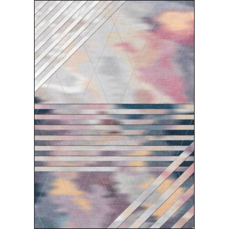 BowLift | Pink Bedroom Rug Novelty Geometric Stripe Pattern Area Rug Polyester Pet Friendly Non-Slip Rug
