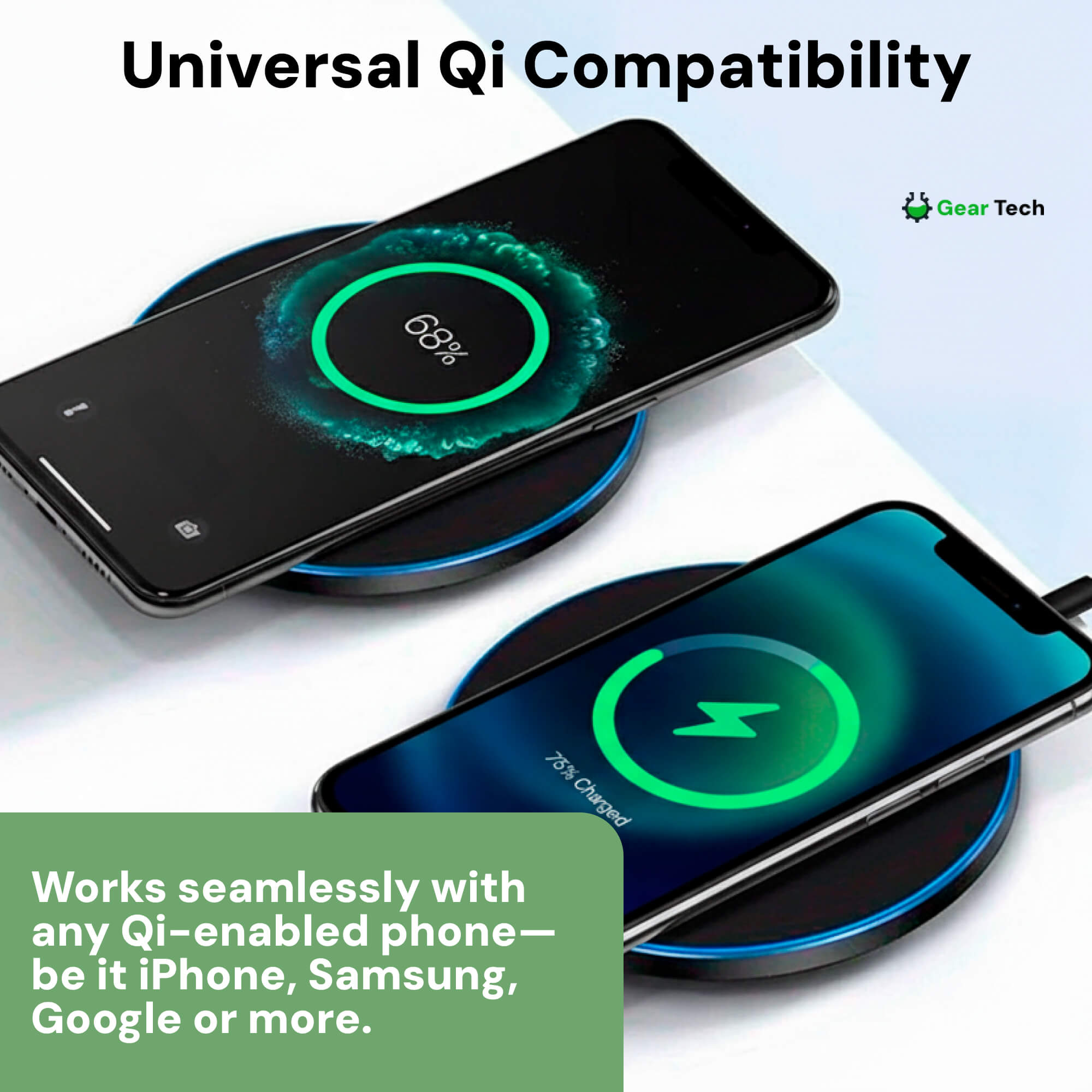 BowLift | 15W Wireless Charging Pad for iPhone & Android – Fast Wireless Charger Base with Sleek Design for Home & Office | Apple & Samsung Compatible
