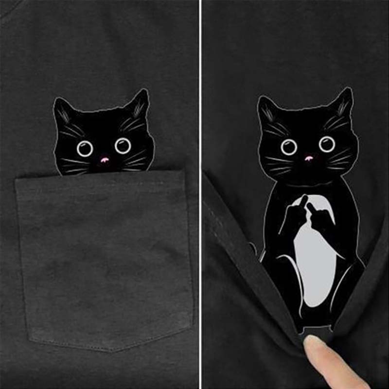 BowLift | Pockets Middle Finger Cat T-Shirt