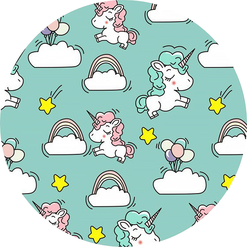 BowLift | Pink and Blue Kids Mat Polyester Unicorn and Rainbow Print Mat Washable Non-slip Back Carpet for Children's Room