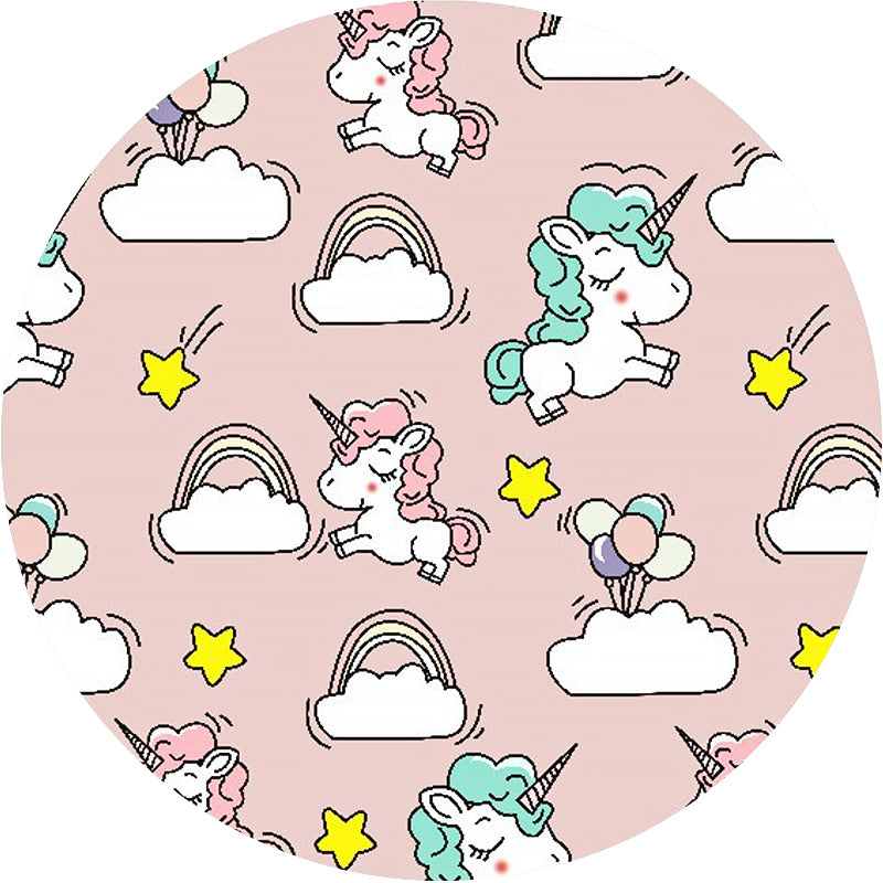 BowLift | Pink and Blue Kids Mat Polyester Unicorn and Rainbow Print Mat Washable Non-slip Back Carpet for Children's Room
