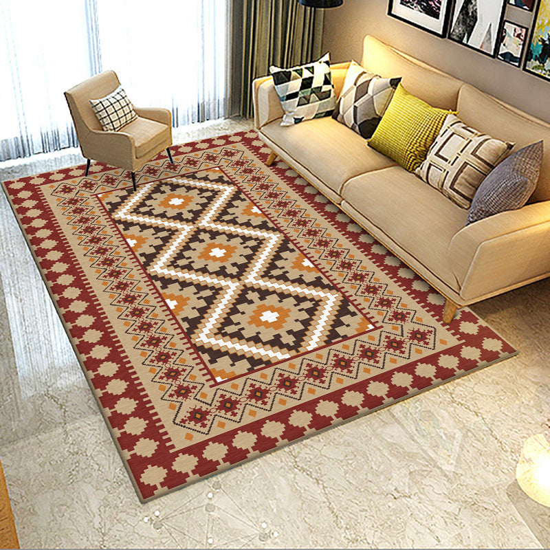 BowLift | American Tribal Print Rug Gray and Brown Polyester Rug Machine Washable Non-Slip Area Rug for the Living Room