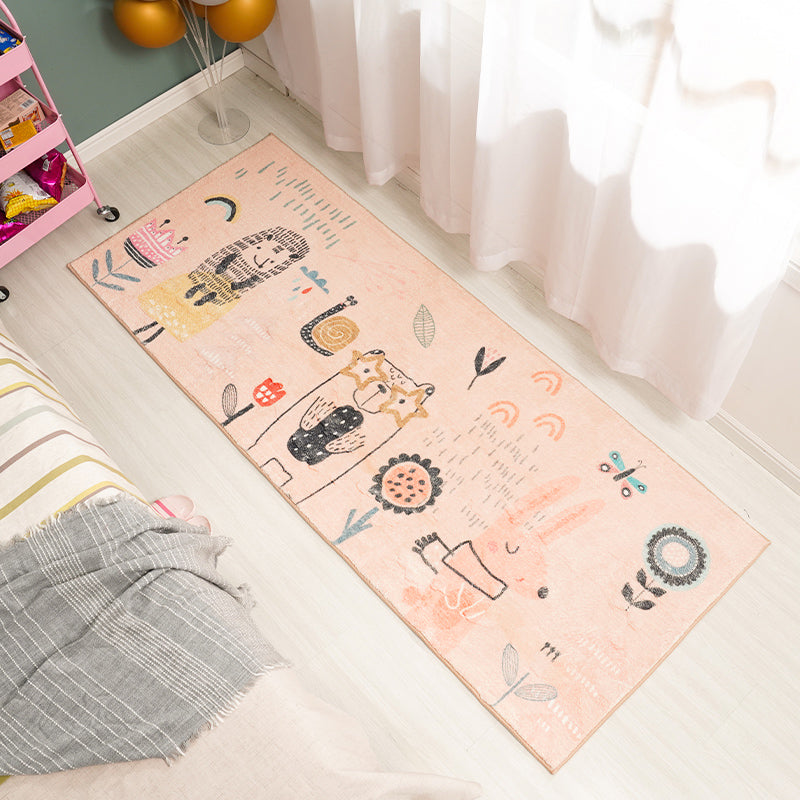 BowLift | Beautiful Cartoon Pattern Rug Apricot Kids Rug Polyester Washable Non-Slip Area Rug for the Kids' Room