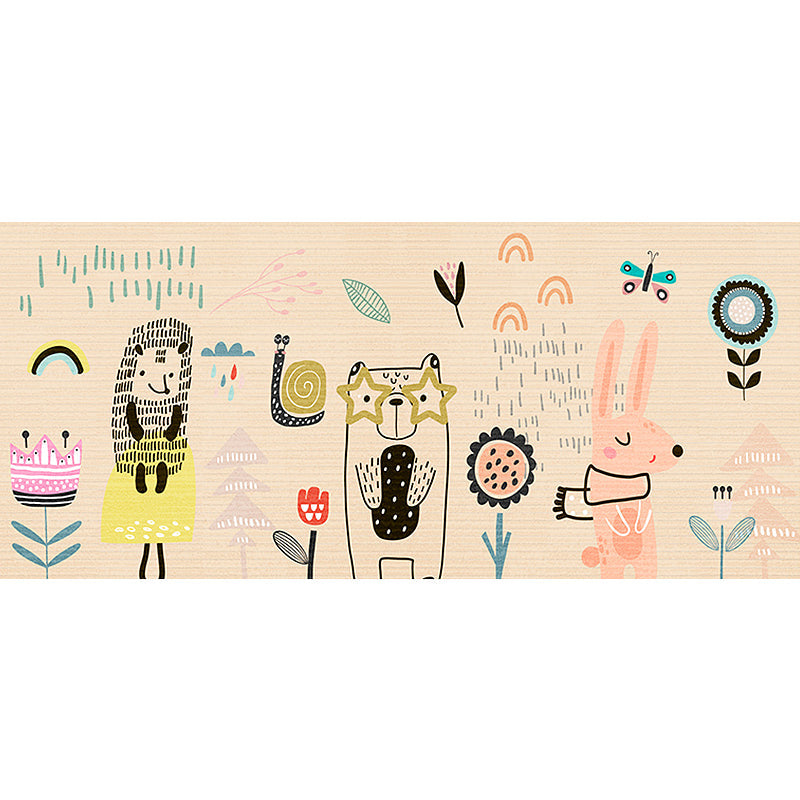 BowLift | Beautiful Cartoon Pattern Rug Apricot Kids Rug Polyester Washable Non-Slip Area Rug for the Kids' Room