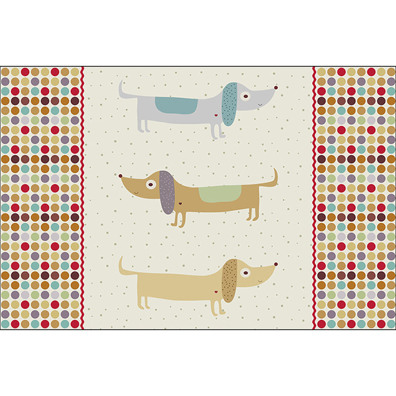 BowLift | Yellow Children's Room Carpet Children's Animal Dog Dots Pattern Carpet Polyester Non-Slip Machine Washable Carpet