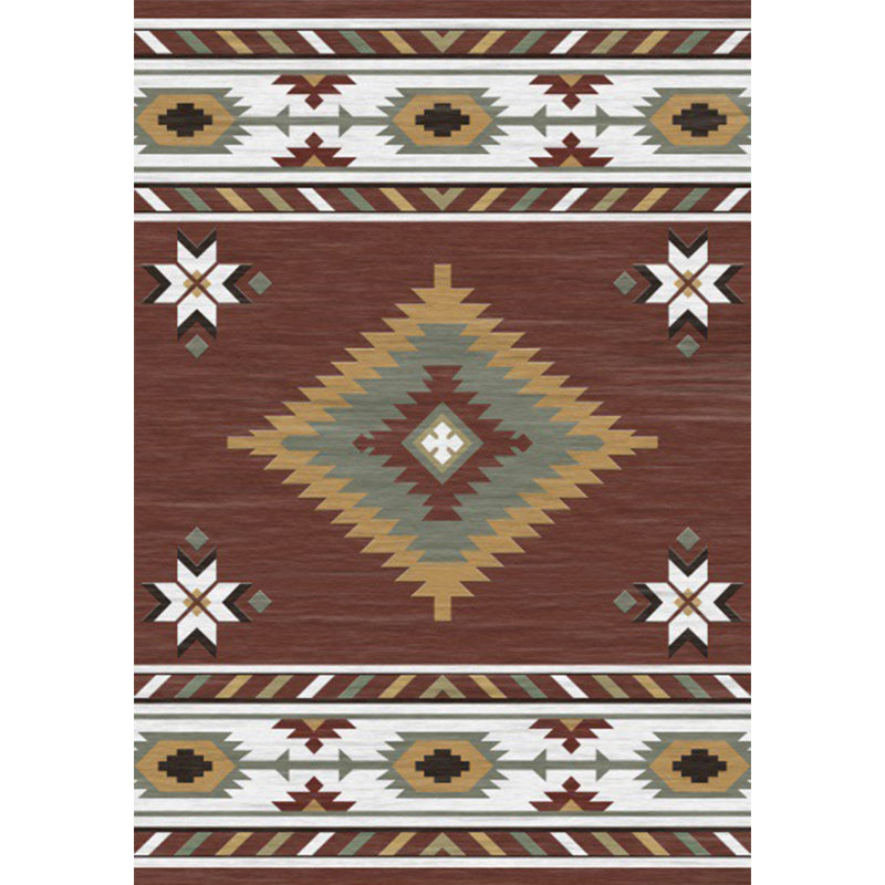 BowLift | Americana Tribal geometric print carpet brown polyester carpet machine washable non-slip carpet for living room