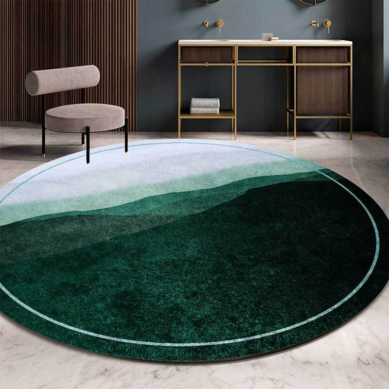 BowLift | Green and Gray Oriental Carpet Polyester Mountain Ombre Pattern Carpet Washable Non-Slip Back Carpet for Living Room