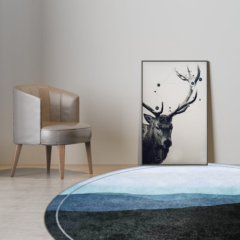 BowLift | Green and Gray Oriental Carpet Polyester Mountain Ombre Pattern Carpet Washable Non-Slip Back Carpet for Living Room