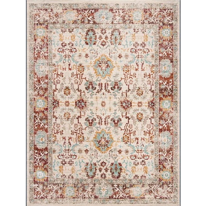 BowLift | Bleached Flower Rug Light Red Shabby Chic Rug Polyester Washable Non-Slip Underlay Rug for the Living Room