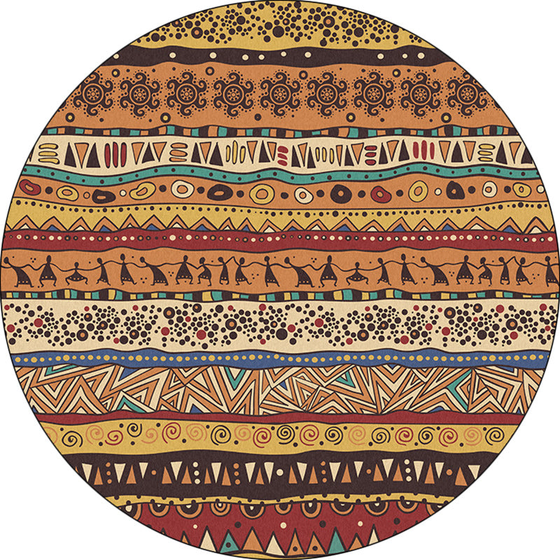 BowLift | Americana Tribal Pattern Rug Red and Brown Polyester Rug Machine Washable Non-Slip Area Rug for Bedroom