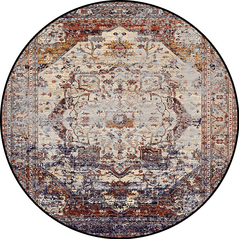 BowLift | Shabby Chic Medallion Pattern Rug Red and Brown Polyester Rug Machine Washable Non-Slip Rug for the Bedroom
