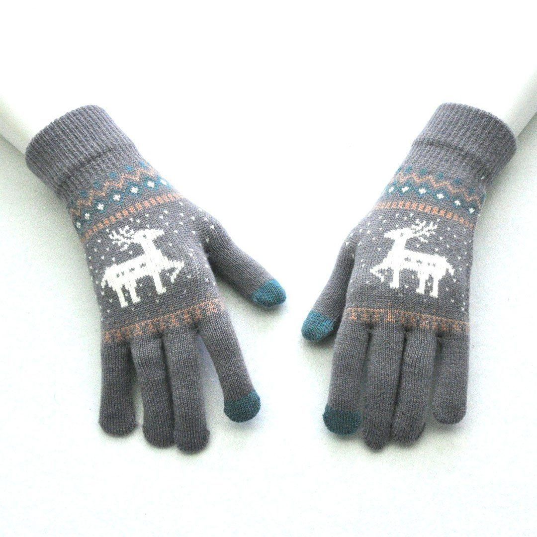 BowLift | Elk Snowflake Printed Knitted Touchscreen Glove