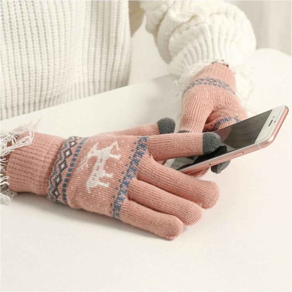 BowLift | Elk Snowflake Printed Knitted Touchscreen Glove