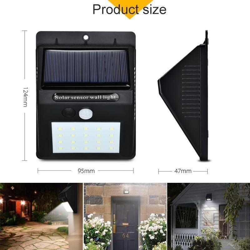 BowLift | 20 LED Solar Lamps Outdoor, Super Bright Wall Lamp with Motion Sensor