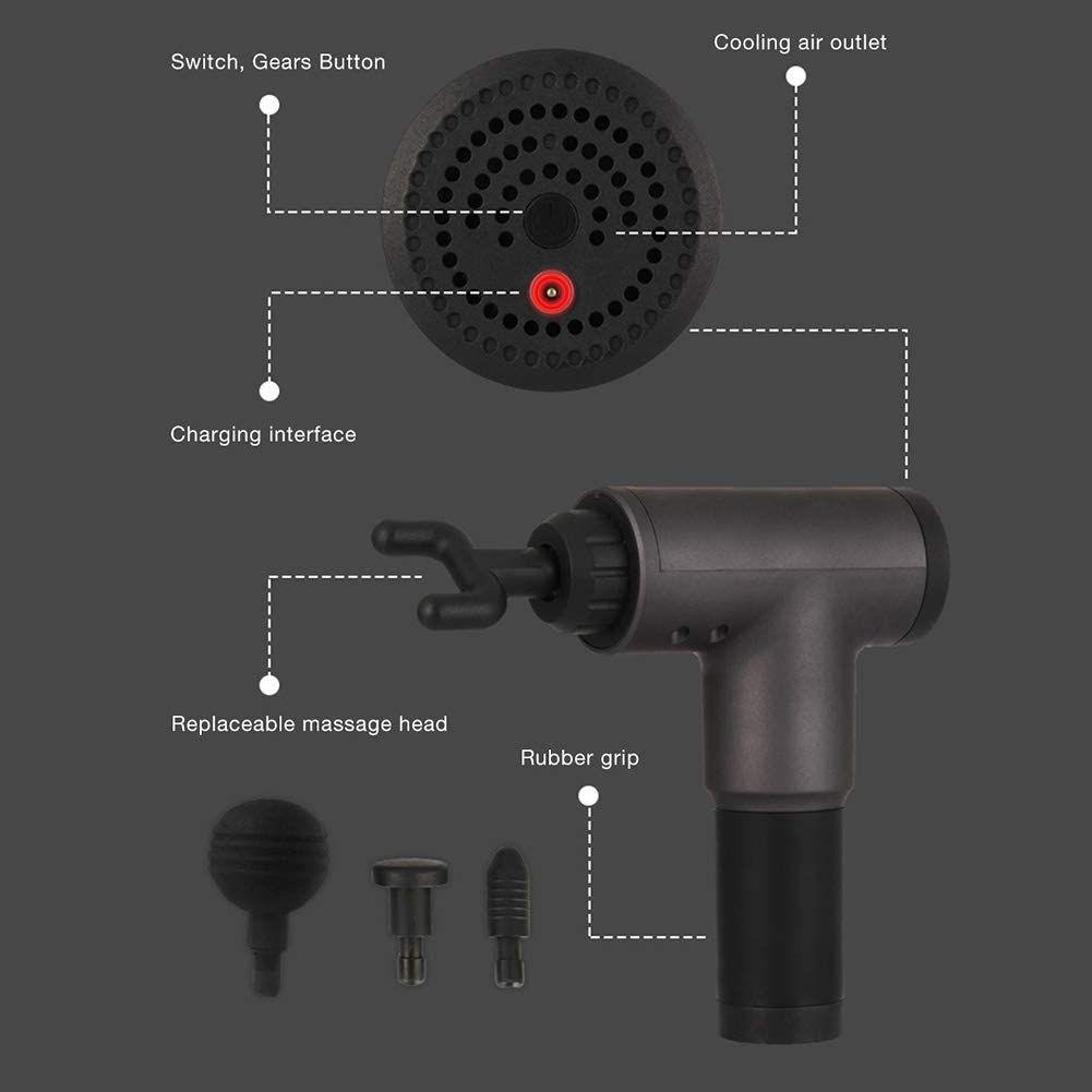 BowLift | Deep Tissue Massage Gun, Muscle Massager with 4 Massage Heads