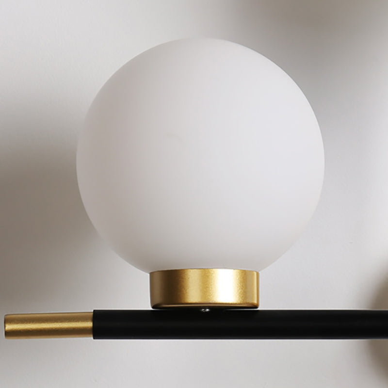 BowLift | 2-Bulb Frosted Glass Wall Light Modern Black Double Sphere Living Room Wall Lamp with Cross Design