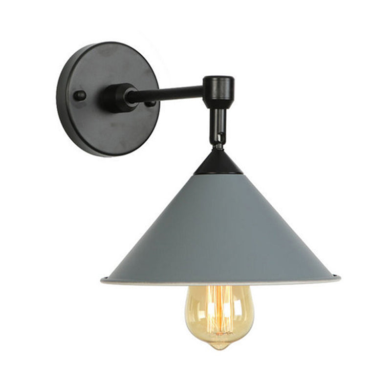 BowLift | Black/Gray Conical Wall Light Industrial Stylish Metallic 1 Head Bathroom Wall Lamp