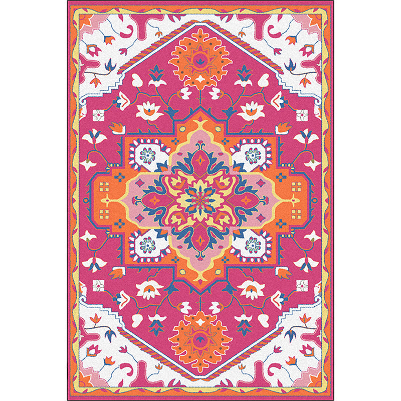 BowLift | Colorful Bedroom Rug Moroccan Medallion Floral Pattern Area Rug Polyester Non-Slip Stain-Resistant Rug