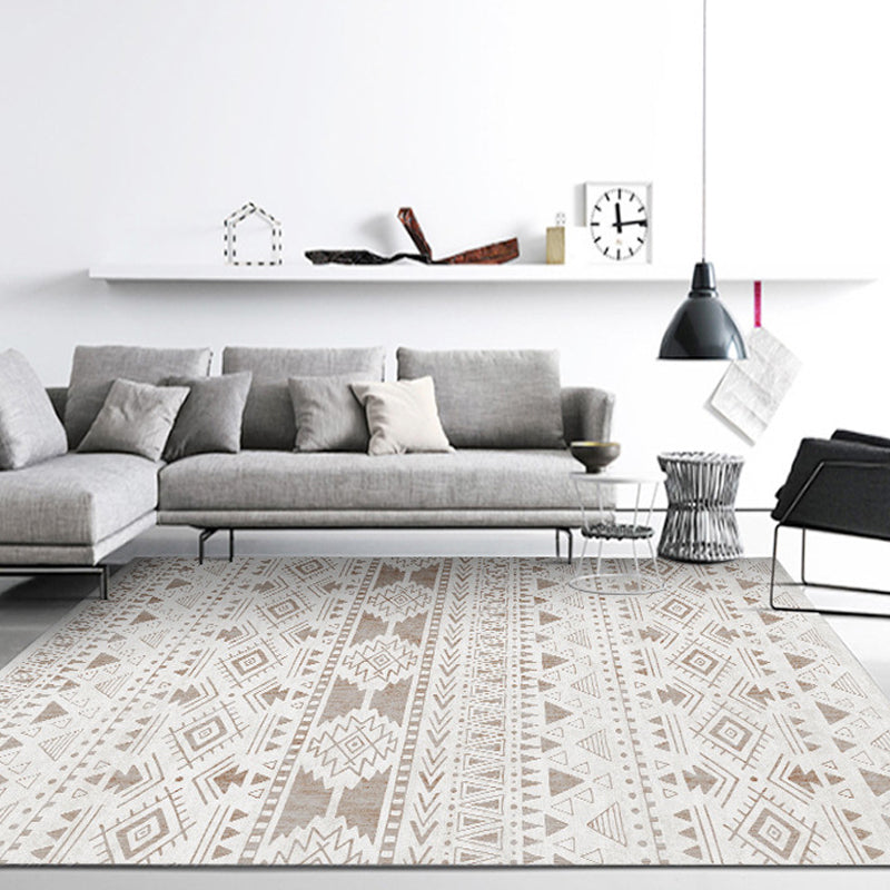 BowLift | Americana Tribal Geometric Pattern Rug Brown Polyester Rug Machine Washable Non-Slip Rug for the Bedroom