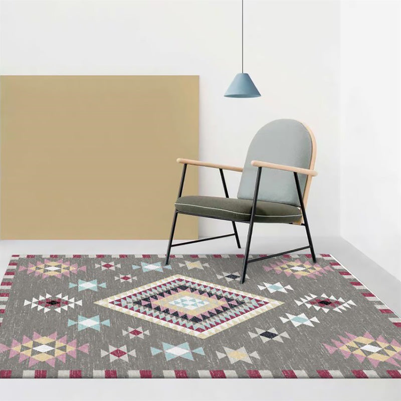 BowLift | American Southwest rug in gray geometric diamond pattern Rug Polyester washable Rug for home decoration