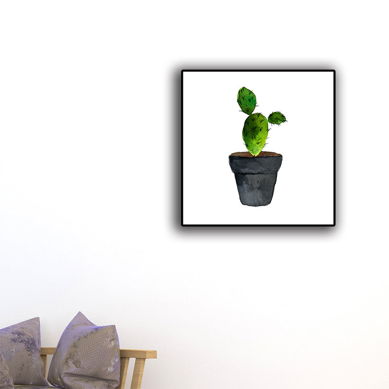 BowLift | Green Pot Cactus Wall Art Decor Plant Tropical Texture Canvas Print for Home